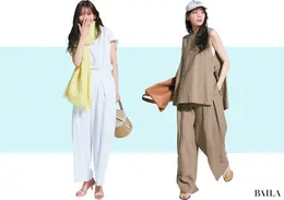 【秒でサマ見えする夏向きパンツセットをアップ】驚くほど洒落る！ラフに着るブラウス×パンツセットアップ