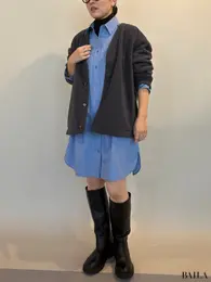 「フリースオーバーサイズカーディガン」￥3990　ユニクロ　ニードルズ　Lサイズ　グレー　正面