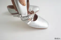 ワシントン靴店　トリプルストラップフラットシューズ　W　￥16500　シルバー　23.0cm　162cm　柔軟性