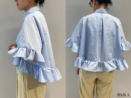 ペプラムシャツ(5分袖)￥2990（GU × rokh）