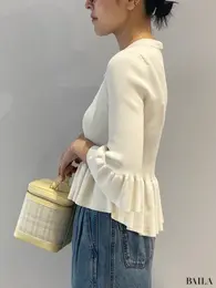 GU（ジーユー）×rokh（ロク）「リブポロセーター(7分袖)」横から