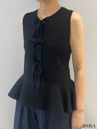 GU（ジーユー）×rokh（ロク）「フロントリボンセーター(ノースリーブ)」