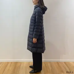 ユニクロ　ウルトラライトダウンロングコート　着用画像　サイド