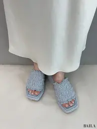 シャーリングプラットフォームミュール　ライトブルー　試着　ジーユー