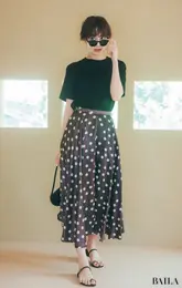 1.大きめドットをスパイスにレディなムードを盛り上げるモノトーンスタイル