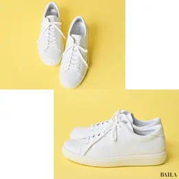 アキレス・ソルボ　ミニマル レザースニーカー　コラージュ写真