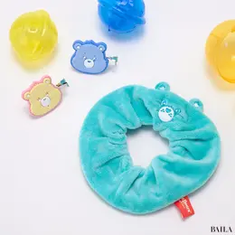 ケアベア ふわふわシュシュコレクションのWish Bear™、カプセルヘアクリップのグランピーベア、スーパークルハートベア