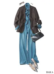 Indigo Blue Denim｜おしゃれ上級の着こなしもブラウンのおかげで親しみやすく
