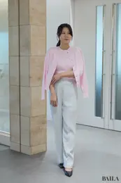 プラステ　PLUS STYLEワイドパンツ（ダブルクロス）　春　通勤　コーデ