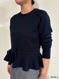 身長162cm GU rokh 2025 aw  Mサイズ 「ペプラムニットプルオーバー by rokh +X」