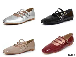 ワシントン靴店　トリプルストラップフラットシューズ　W　￥16500　シルバー　23.0cm　162cm　カラバリ