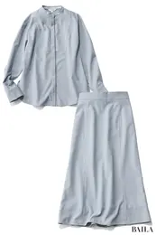 上品スカートセットアップの登壇服　洋服の青山