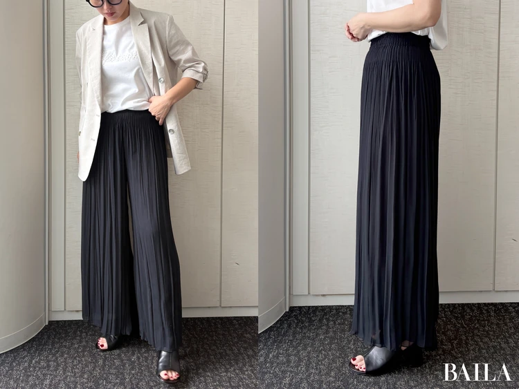 ドライなジャケットを合わせて夏のキレイめコーデ