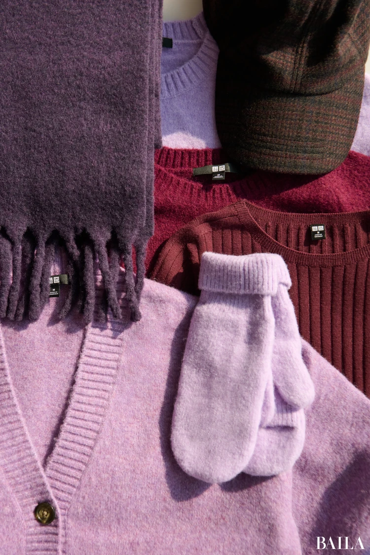 ユニクロ新作のパープル・ワインカラーのアイテム