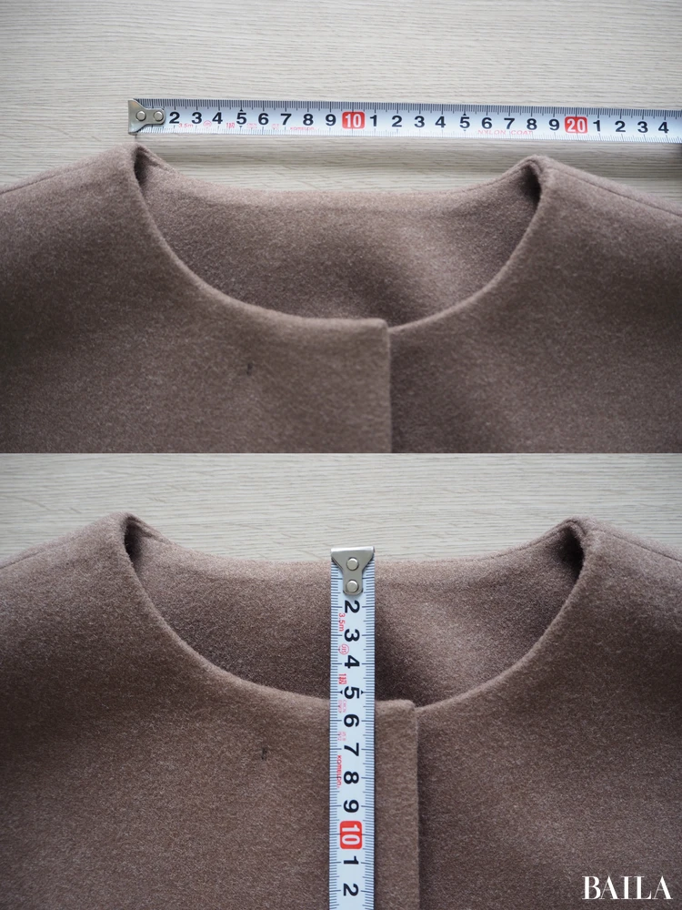 青山商事　スーツスクエア　CHANTOWA ウールライクノーカラーコート　￥21890　ブラウン　サイズ38　162cm　首元の開き：（横）約18cm、（縦）約5cm　