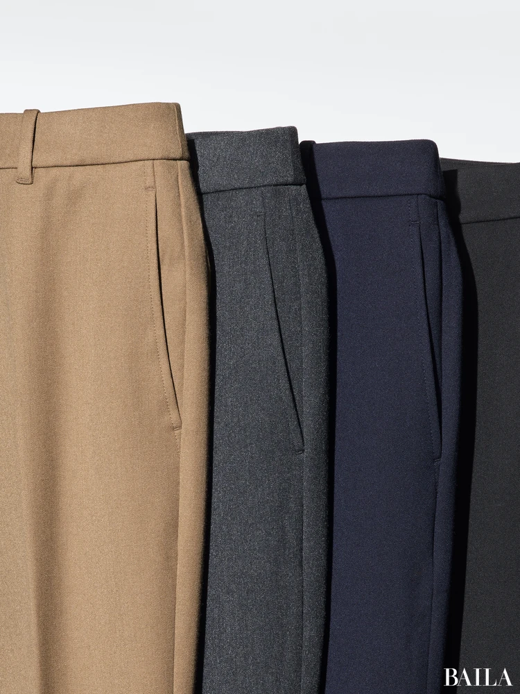 身長162cm ユニクロ ニット 正面 「ウォームスマートパンツ」ダークグレー Mサイズ ¥4990 カラバリ