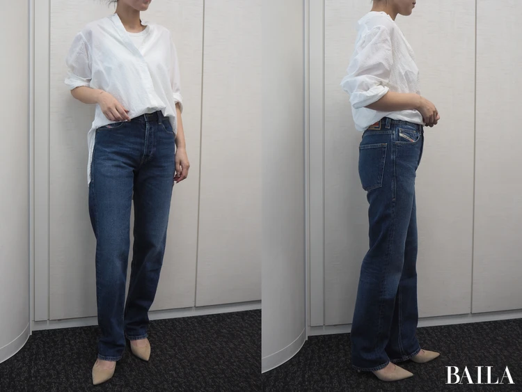 潔く白シャツ合わせ!美シルエットが際立つ