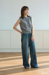 ユニクロシー「カシミヤクルーネックショートベスト」を試着