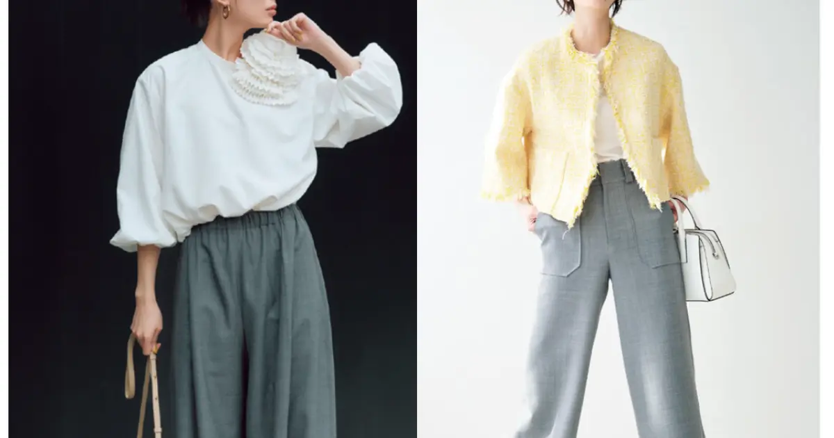 【通勤に便利！グレーパンツ】大人女子グレーパンツコーデ30選！　スラックス、デニム、コットン…素材感で楽しめる働く大人女子マストのアイテム