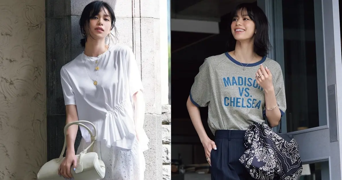 にこちゃん様 C7681 大人モノトーンTシャツコーデ 圧倒的に洒落るTシャツコーデ4選】この夏は“あえて”Tシャツで脱・無難