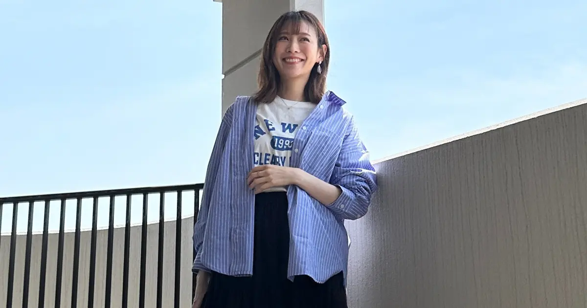 【GU/シャツコーデ】UVカット機能付きシャツだから初夏のピクニックにOK！シアーなスカートと合わせて大人の甘辛コーデ！#ファッション部