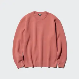 ユニクロの新作・ウォッシャブルミラノリブクルーネックセーターレッドのブツ写真