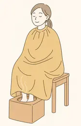 よもぎ蒸しを体感している女性の写真