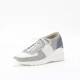 銀座かねまつ　ウェッジスニーカー　ライトグレー 4色コンビ