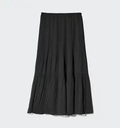 ユニクロシフォンプリーツスカート商品画像　ブラック