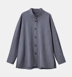プラステ　スタンドカラーシャツ　グレー