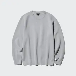 ユニクロ「ウォッシャブルミラノリブクルーネックセーター」のグレーのブツ写真