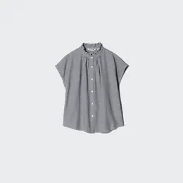 リネンブレンドフリルブラウス半袖￥2990