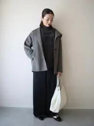 PLST　プラステ　ウールブレンドリバーフーディーコート　アウター　冬　ワントーン　コーデ