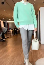 エクストラファインメリノウールミドルゲージVネックセーター セーター Vネック プラステ 春セーター