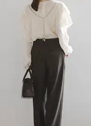 チェーンサスペンダー付きストレートパンツ　バック