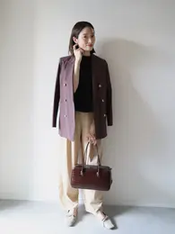 PLST　プラステ　ブラウン　ジャケット　コーデ　オン　オフ　着回し　通勤　休日　お仕事