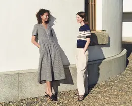 ユニクロ アンド コントワー・デ・コトニエ　ワンピースコーデ　ボーダートップスコーデ