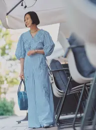 COTTON STRIPE IVY FLOWER EMBROIDERY ALL IN ONE ￥38500