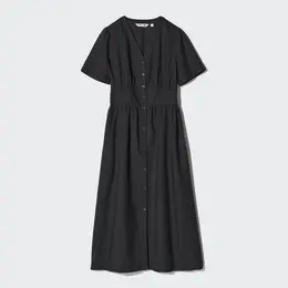 リネンブレンドVネックワンピース半袖￥5990